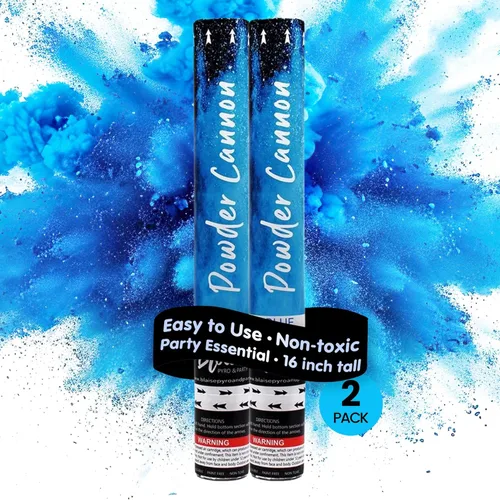 Cañones de polvo azul de Blaise Pyro & Party - Cañones de polvo solubles en agua y coloridos para revelaciones de género, cumpleaños, bodas y