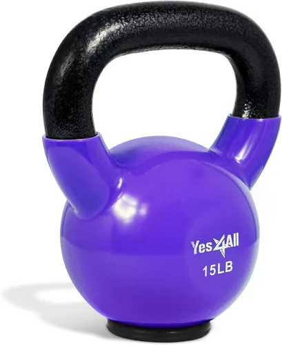 Miniatura 2 de Yes4All Juego de pesas rusas con base de goma, pesas rusas para mujer, pesas rusas de entrenamiento de fuerza (10-65 libras)