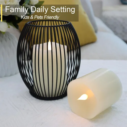 Miniatura 5 de TECHLONG Velas sin llama que funcionan con pilas con temporizador, llama móvil 3D parpadeante, duran más de 600 horas, velas LED eléctricas de cera