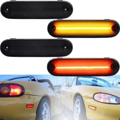 4 luces delanteras y traseras Miata LED de marcador lateral para Mazda Miata MX-5 1990-1997 Mazda Miata MX5 1999-2005 Mazda Miata MX5 lente ahumada