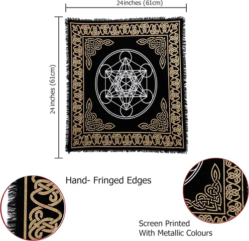Miniatura 6 de Indian Consigners Paño de Altar A-Z Hechizo Pentagrama Brujería Alter Tarot Distribución Paño Superior Wiccano Cuadrado Espiritual 24 por 24 Paño