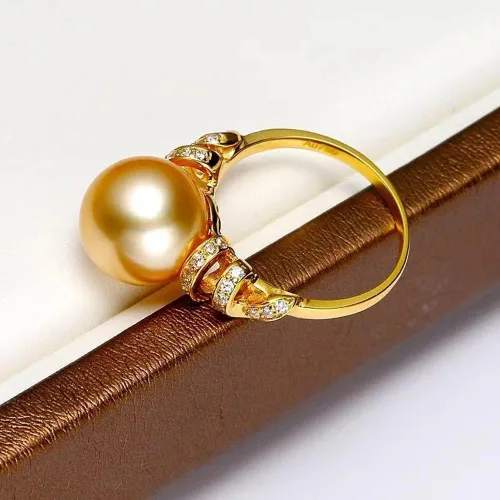 Miniatura 3 de Natural Nanyang anillo de perlas de oro para mujer, 12-13MM AAAA agua dulce 925 plata esterlina anillo de perlas cultivadas anillo de compromiso