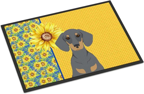 Miniatura 219 de Caroline's Treasures WDK5313MAT Airedale Terrier - Tapete para puerta delantera de 18 x 27 pulgadas, diseño de girasoles de verano, para entrada