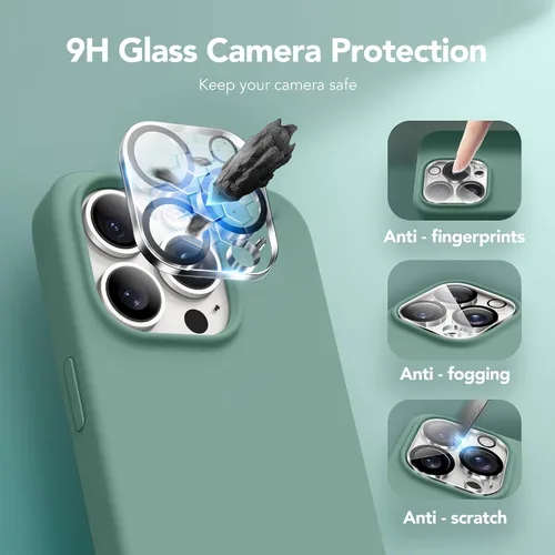 Miniatura 360 de GONEZ Funda de silicona para iPhone 15 Pro Max, compatible con Magsafe, protector de cámara + protector de pantalla, forro de microfibra suave