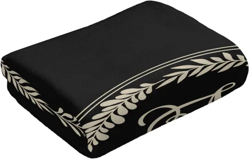 Miniatura 3 de Toalla de mano con monograma, toalla negra con inicial letra A, toalla de baño suave, absorbente, multiusos, para baño, hotel, gimnasio y spa
