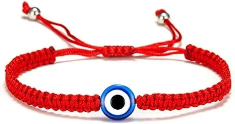 Miniatura 2 de 5-6 pulseras de cábala con cuerda contra el mal de ojo, tejido a mano, ajustable de cuerda roja, hilo trenzado, pulsera de Fátima de mano, dije