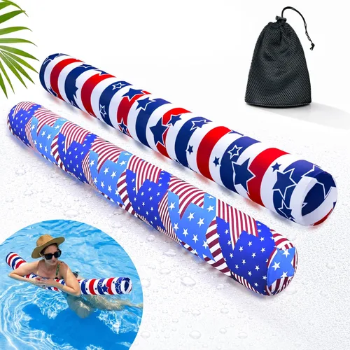 Miniatura 12 de Fideos inflables para piscina, paquete de 2 de tela suave de secado rápido cubiertos, fideos flotadores grandes para piscina, flotadores premium