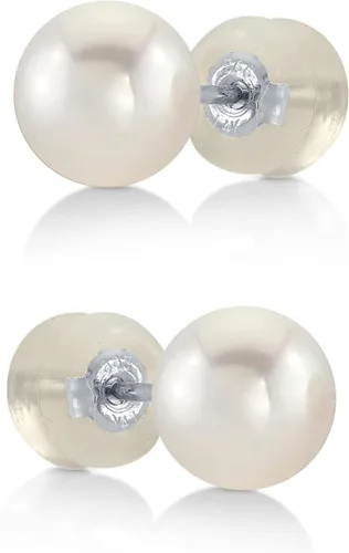 Miniatura 10 de THE PEARL SOURCE Round White Freshwater Real Pearl Earrings for Women - 14k Gold Stud Earrings Hypoallergenic Earrings with Genuine Cultured Pearls