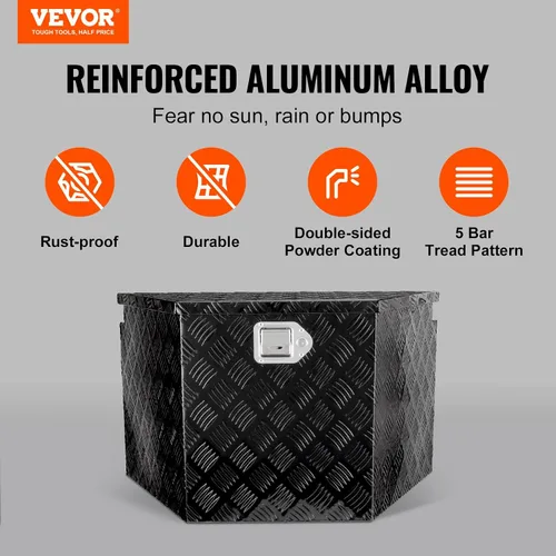 Miniatura 2 de VEVOR Caja de Lengüeta para Remolque, Caja de Herramientas de Placa Diamantada de Aleación de Aluminio, Caja de Herramientas Resistente Tuckbed
