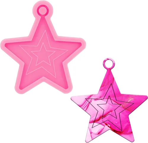 Miniatura 10 de Kit de moldes de resina de Navidad para Feliz Navidad/Estrella/Caña de silicona de resina epoxi para bricolaje, adornos de árbol, llaveros