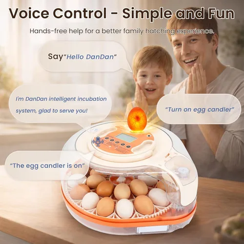 Miniatura 2 de Incubadora inteligente de huevos de pollo con control de voz, 26 incubadoras de pollo/59 pájaros para incubar huevos, girador automático de huevos