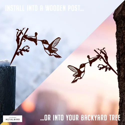 Miniatura 3 de METALBIRD - Colibrí - Adornos de árbol para exteriores en acero Corten - Arte de metal fabricado con orgullo en los Estados Unidos