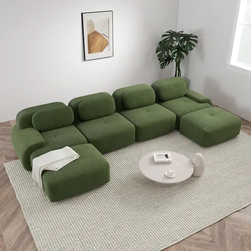Miniatura 77 de Sofá modular sin hueso de 117 pulgadas, sofá modular en forma de L para sala de estar, sofá comprimido con asiento profundo, sofá nube de pana