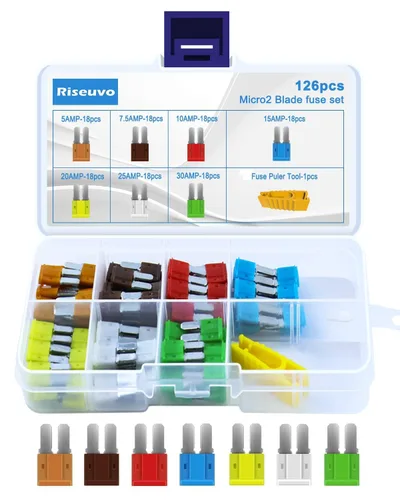 Riseuvo Kit de 126 fusibles Micro 2 – Micro2 ATR Kit surtido de fusibles de cuchilla automotriz para automóvil, barco, RV, camión, SUV reemplazo con