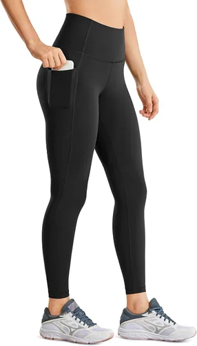 CRZ YOGA Leggings capri de entrenamiento con sensación desnuda para mujer, de 23 pulgadas, cintura alta, control de abdomen, pantalones de yoga con