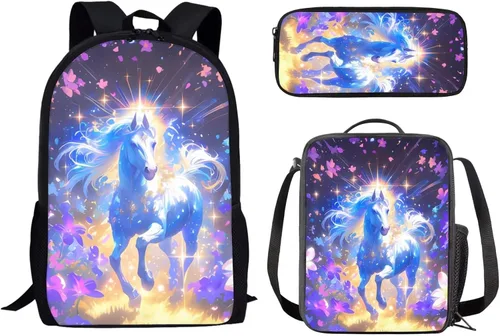 Miniatura 17 de Paquete de 3 bolsas escolares con estampado de bandera estadounidense para niños, mochila de gran capacidad para laptop, con cremallera, estuche