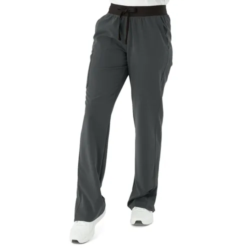 Miniatura 29 de ave. Varick - Pantalón médico de tiro medio para mujer, pierna recta, seis bolsillos, color azul caribeño, talla S