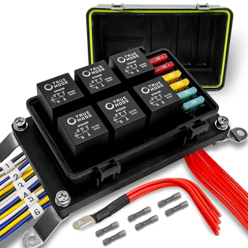 Miniatura 10 de True Mods 12V DC Auto Caja de fusibles impermeable con relé de 5 pines [6 soportes de fusibles ATC/ATO] Caja de bloque de relé universal de 6 pines
