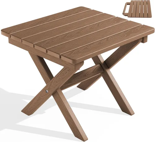 Miniatura 19 de SERWALL Mesa auxiliar Adirondack, mesa auxiliar para exteriores, sin montaje, mesa plegable pequeña de HDPE para patio trasero, piscina, porche