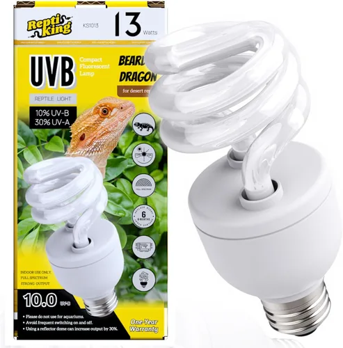 Miniatura 8 de Luz de reptil UVB, bombilla UVB5.0 de 13 W, lámpara de bombilla de reptil UVA UVB para leopardo Gecko crestado, tortuga, bombillas Camaleón UVB