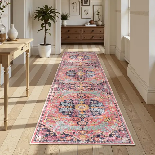 Miniatura 3 de Lahome Boho 2'8"x10' Alfombra Lavable para Pasillo de Cocina con Respaldo de Goma, Alfombras de Cocina Bohemias Antideslizantes y Suaves, Alfombra