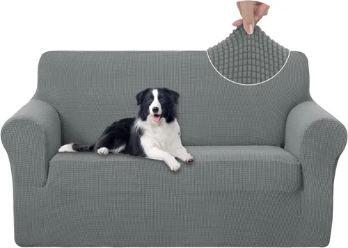 Miniatura 27 de U-NICE HOME Funda elástica para sofá, lavable, protector de muebles para sofá de 3 cojines, apta para mascotas (sofá, gris)