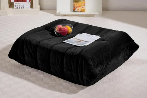 Miniatura 85 de Puf para adultos, silla puf grande, sillón con relleno de espuma viscoelástica para el hogar, apartamento o sala de juegos, gris afelpado Felpa gris