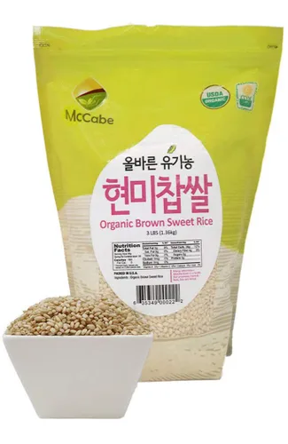 Miniatura 3 de McCabe Arroz integral pegajoso orgánico – Arroz integral dulce de grano corto glutinoso 3 libras Certificado USDA y CCOF Producto de Estados