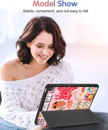 Miniatura 6 de Wazzasoft Funda para Samsung Galaxy Tab A7 Lite de 8.7 pulgadas para mujeres y niñas, funda folio femenino con citas kawaii, diseño genial, soporte