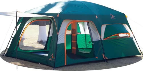 Miniatura 15 de KTT Extra Large Tent 10-12-14 Person(Style-B),Family Cabin Tents,2 Rooms,3 Doors and 3 Windows with Mesh,Straight Wall,Waterproof,Double Layer,Big
