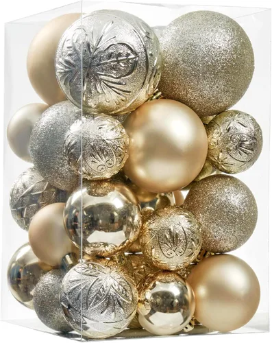Miniatura 13 de Wironlst - Adornos de bola de Navidad de 30 piezas, adornos de Navidad de plástico irrompibles para árbol de Navidad, vacaciones, boda, fiesta Blanco