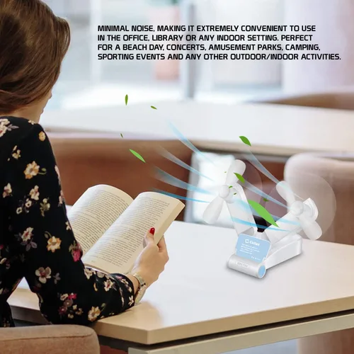 Miniatura 2 de Cellet Mini ventilador portátil de refrigeración de aire de 500 mAh cargado por USB. Cabezales dobles duraderos y ligeros ideales para el hogar