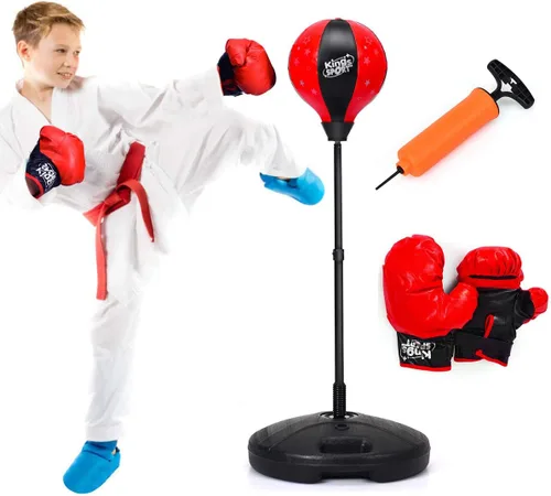 Costzon Punching Bag for Kids, Boxing Bag Set Toy with Height Adjustable Stand, Kids Boxing Gloves and Hand Pump, Freestanding Boxing Equipment Gift