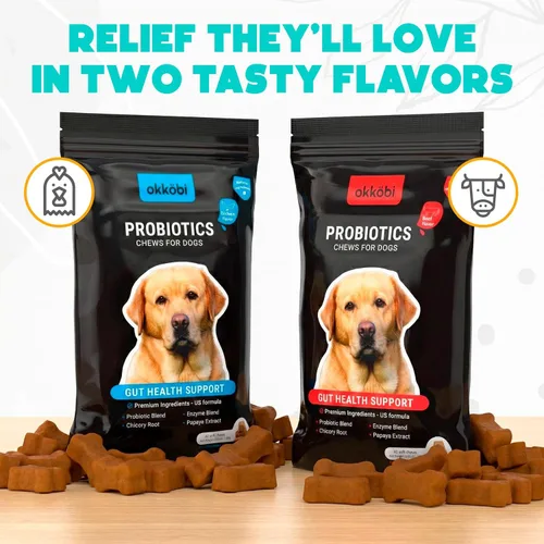 Miniatura 7 de Probióticos masticables para perros, 60 piezas, apoyo para la salud digestiva e intestinal, masticables probióticos para perros con enzimas e