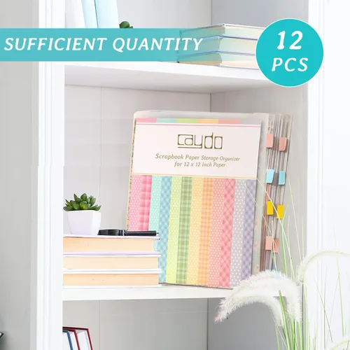 Miniatura 5 de Caydo 12 piezas de almacenamiento de papel para álbumes de recortes con pestañas adhesivas de índice para sostener álbumes de recortes de 12 x 12