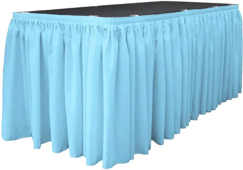 Miniatura 45 de LA Linen Falda de mesa de popelina de poliéster para mesas rectangulares, tela plisada para banquetes de boda, 14 pies por 29 pulgadas de largo