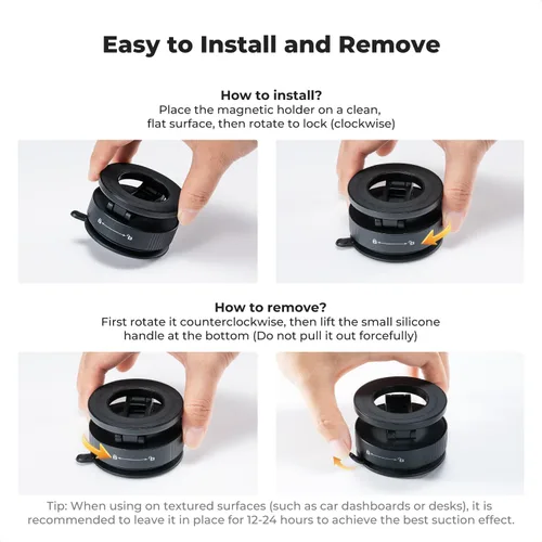 Miniatura 4 de K&F CONCEPT Soporte magnético para teléfono para automóvil, soporte magnético de vacío giratorio de 360° para tu coche/gimnasio/espejo/superficie