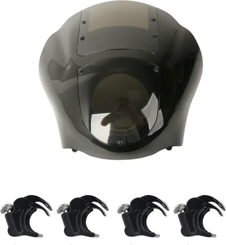 Miniatura 14 de XFMT Carenado frontal desmontable de cuarto para motocicleta con parabrisas antiniebla y abrazaderas de montaje negro de 49 mm para Harley Sportster
