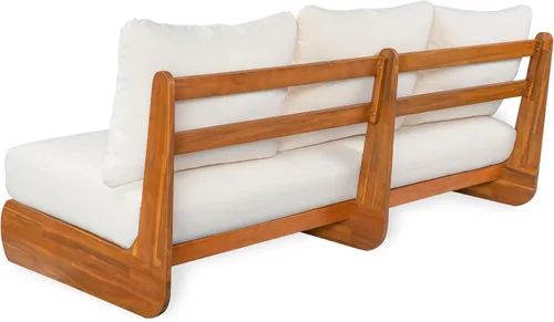 Miniatura 8 de Christopher Knight Home Poppy - Sofá de madera de acacia para exteriores de 3 plazas con cojín, sofá de madera para patio con cojín, cómodo sofá