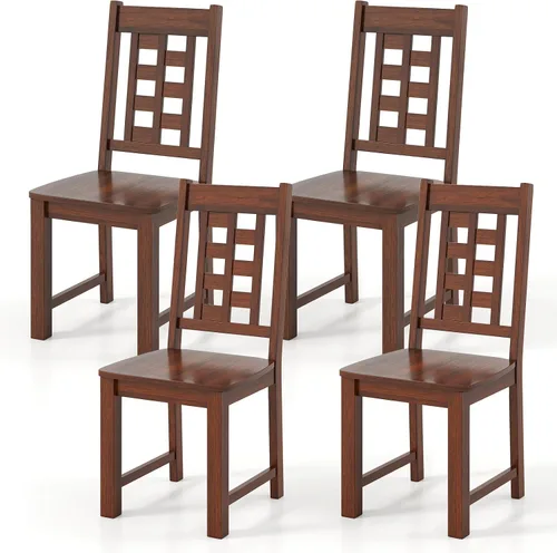Miniatura 9 de NAFORT Juego de 2 sillas de comedor negras de madera maciza de goma con almohadillas antideslizantes, carga máxima de 430 libras, asiento de granja