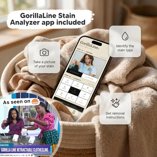 Miniatura 6 de GorillaLine Tendedero retráctil, para interiores y exteriores, línea de ropa resistente montada en la pared, estante de secado que ahorra espacio