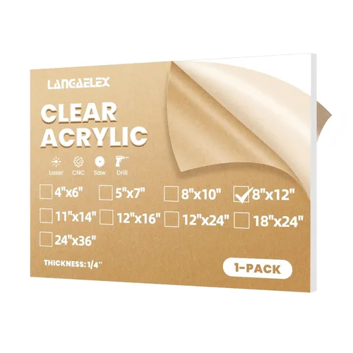 Miniatura 18 de Láminas de Plexiglás de 1/4" (6mm) de Grosor - 1 Paquete de Láminas Acrílicas Fundidas Transparentes de 4x6 para Corte Láser, Marcos de Fotos