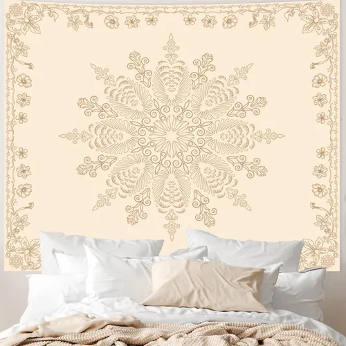 Miniatura 13 de Apdidl Tapiz bohemio de mandala negro para estética de dormitorio, decoración hippie, astrología espacial, arte de pared, tapices de techo, manta