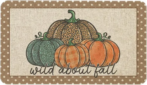 Miniatura 17 de Mloabuc Felpudo decorativo de otoño naranja con texto divertido de calabaza de bienvenida, tapete para interiores, decoración creativa de temporada