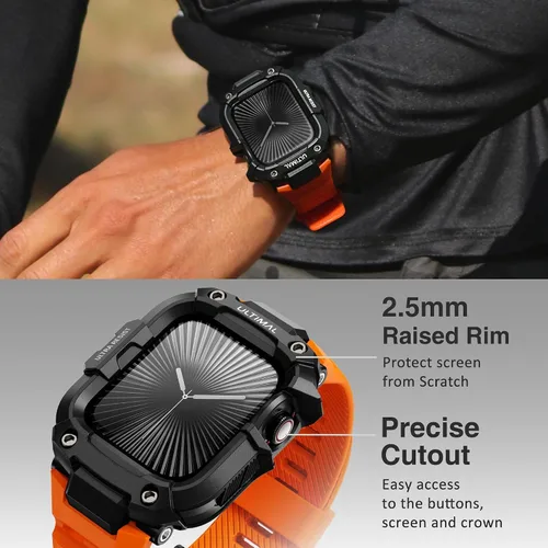 Miniatura 62 de ULTIMAL - Correa resistente con estuche para Apple Watch de 44 mm, correa protectora a prueba de golpes de grado militar para hombres, correa