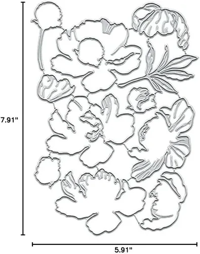 Miniatura 2 de Troqueles de metal de flores de peonía, hermosas capas de troqueles de corte de peonía, plantillas de corte de peonía, tarjetas de álbumes