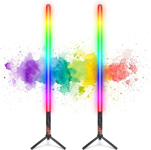 Miniatura 8 de LUXCEO Paquete de 2 barras de luz de tubo RGB (2.8 pies) con soporte, varilla de luz LED de video alimentada por batería para DJ y fotografía