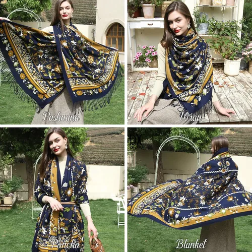 Miniatura 292 de DANA XU Manta de pashmina extragrande 100% de lana merina, bufanda de viaje, bufanda de cachemira para mujer, otoño e invierno, chal de gran