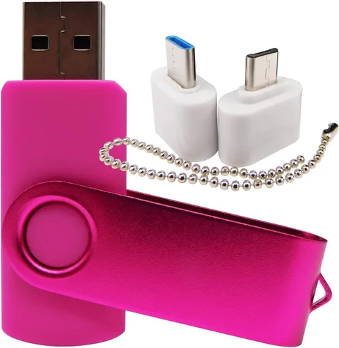 Miniatura 15 de Mini unidad flash USB de capacidad con 1 OTG (Micro USB) y 1 adaptador tipo C (USB-C) para teléfono móvil (naranja, 128 MB)