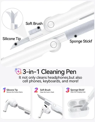Miniatura 6 de 4 pares de almohadillas de silicona de repuesto para AirPods Pro 1st/2nd (2019/2022/2023) con bolígrafo de limpieza, agujero de reducción de ruido